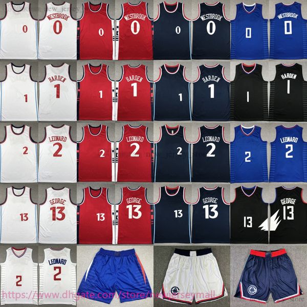 Custom Xs-6xl Kawhi 2 Leonard Jersey 2024-25 Nouveau basket-ball Paul 13 George James Westbrook Harden Jerseys Shorts cousus rouge blanc bleu respirant Shirts sportifs