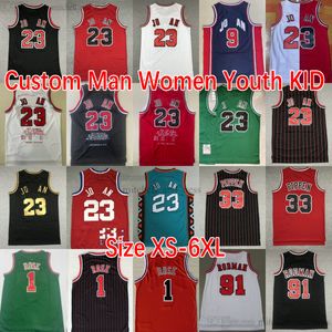 Personalizado XS-6XL Baloncesto retro 33 Scottie Pippen Jersey Clásicos Retro Dennis Rodman Derrick Rose Jerseys cosidos 1997-98 Camisas transpirables vintage