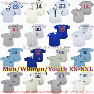 Jersey de béisbol de película XS-6XL personalizado 14 Ernie Banks 22 Bill Buckner 31 Gregmaddux 44 Anthonyrizzo Javier Baez Bruce Sutter Glenn Beckert Ron Santo Jerseys