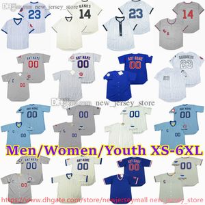 Custom Xs-6xl Movie Throwback Baseball Jersey 14 Ernie Banks 22 Bill Buckner Glenn Beckert Bruce Sutter Javier Baez Ferguson Jenkins Anthony Rizzo Jerseys