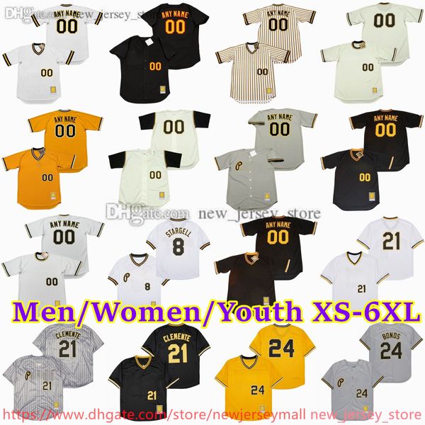 Custom Xs-6xl Movie Throwback Baseball Jersey 21 Roberto Clemente 18 Andy van Slyke Bobby Bonilla Manny Sanguillen Jim Leyland Tony Pena Jason Kendall Jerseys