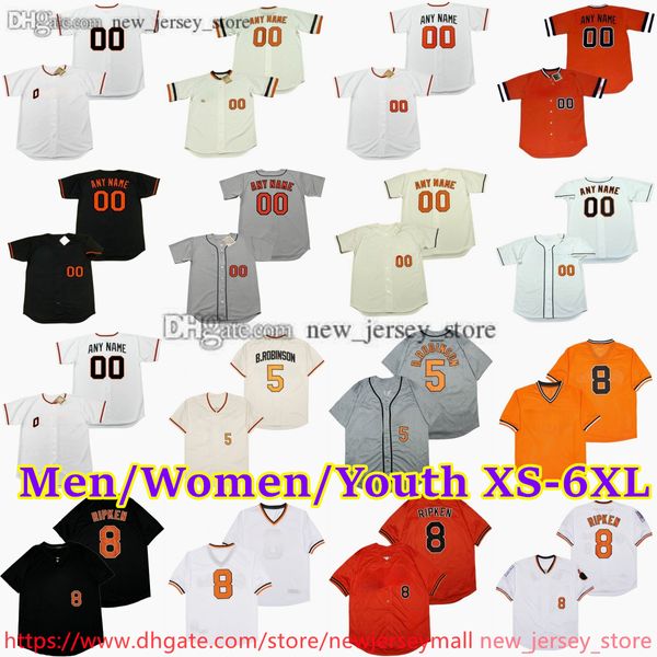 Custom Xs-6xl Movie Throwback Baseball Jersey 8 Cal Ripken Jr. 5 Brooks Robinson Roberto Alomar Mike Flanagan Dave McNally Mark Belanger Harold Baines