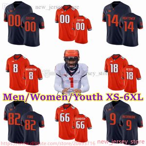 2023 Personnalisé XS-6XL Maillot de football NCAA Illinois Fighting Illini 33 Jim Grabowski 26 J.C. Caroline 40 Dana Howard 3 Tony Eason 34 Rashard Mendenhall 66 Jordyn Slaughter