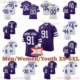 Custom XS-6XL NCAA Kansas State Wildcats voetbalshirt 4 Malik Knowles 18 Will Howard 85 Kade Warner 31 Jake Clifton 2 Savage 27 Jordy Nelson 25 Terrance Richards