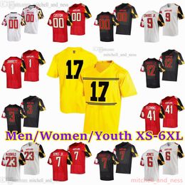 Custom XS-6XL NCAA Maryland Terrapins Camiseta de fútbol 9 Billy Edwards Jr. 3 Taulia Tagovailoa 6 Jeshaun Jones 23 Colby McDonald 7 Dontay Demus Jr. 1 Kaden Prather