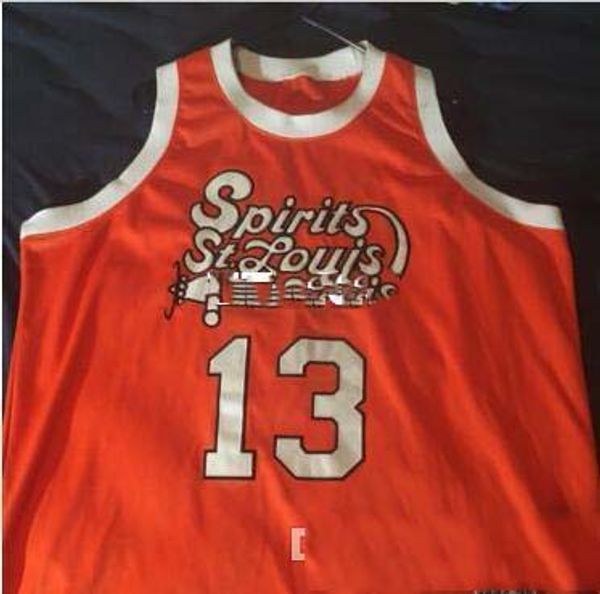 personnalisé XXS-6XL Vintage Men Basketball jersey # 13 Moses Malone Spirit of St Louis RETRO ORANGE college Taille S-4XL n'importe quel nom ou numéro de maillots