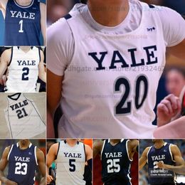 Custom Yale Basketball 0 Trevor Mullin 1 Danny Wolf Hommes Femmes Jeunes Maillots 11 Emir Buyukhanli 14 Casey Simmons 24 Yassine Gharram