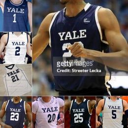 Custom Yale basketbal 5 Jeannot Basima 10 Samson Aletan 11 Emir Buyukhanli heren dames jeugdtruien 12 Teo Rice 14 Casey Simmons 22 Matt Knowling