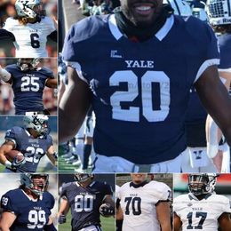 Custom Yale College Football Jersey NCAA heren dames jeugd 17 Brandon Webster 10 Joseph Vaughn 89 Scott Truninger 42 Andre Thomas 82 Robby Tattersall 19 Devyn Suggs