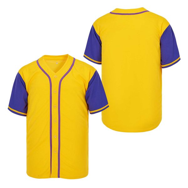 Número de nombre de costura de béisbol amarillo/morado personalizado