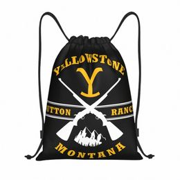 Personnalisé Yellowste Dutt Ranch Guns Sacs à cordon Hommes Femmes Sports légers Gym Sac à dos de stockage N6Oc #