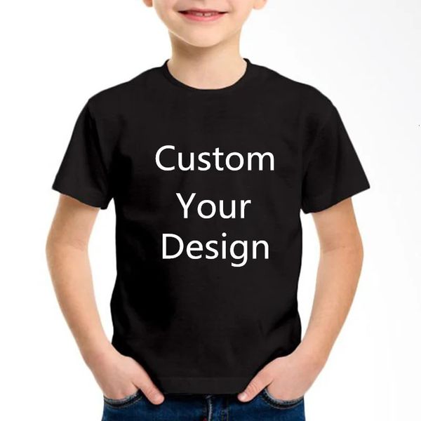 Personnalisé votre conception enfants noir blanc bleu T-shirts bricolage imprimer enfants coton T-shirts bébé garçons/filles hautsContacter le vendeur Frist 240323