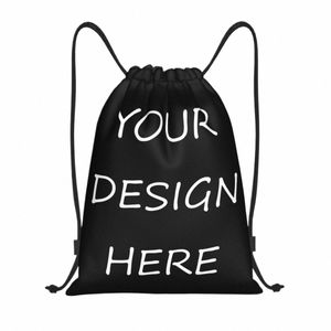 Personalice su diseño aquí Bolsa con cordón para entrenamiento Mochilas de yoga Mujeres Hombres Deportes Gimnasio Sackpack g97d #