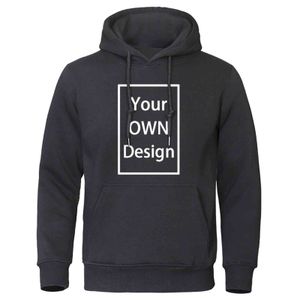 Custom Your Hoodies Mannen Personaliseer elke Disgn-stijl Print Sweatshirt Hooded Herfst Spring Black Grey Streetwear Hoody Hoodie Y211118