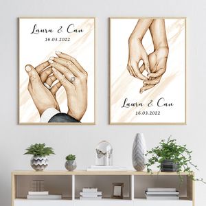 Custom Your Affiche imprime Lover Baby Hands Name Canvas Painting Wall Art Pictures Minimalistes Salon Interior Home Decor