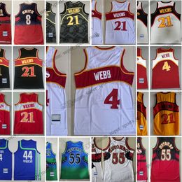 JEUNES JEUNES CUSTUCHES Men de basket-ball Femme Jerseys 21 Dominique 55 Dikembe Wilkins Mutombo 8 Steve 4 Spud Smith 44 Pistol Retro Jersey