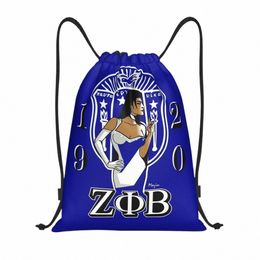 Personnalisé Zeta Phi Beta ZOB Cordon Sac à dos Sacs Femmes Hommes Lettre grecque légère 1920 Gym Sports Sackpack Sacs pour la formation i0wP #