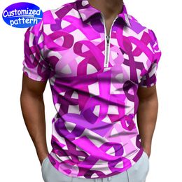 Aangepaste ritssluiting POLO-shirt met korte mouwen en ritssluiting ontwerp casual lichtgewicht comfortabel zacht zweetabsorptie sneldrogend modieus dubbelzijdig doek 178 g Magenta