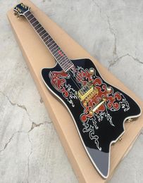 Custom ZZ Top G6199 Billy Bo Jupiter construido para Billy Gib Black Striplined Thunderbird Guitarra eléctrica Conectores de entrada redondos Single Pi9167406