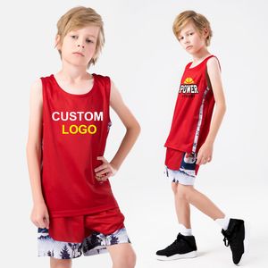 CustomChildrens Summer Basketball Uniforme Set Polyester Breathable Kids Basketball Shirt Basketball Cheap Basketball Jersey pour les garçons B210