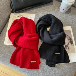 Door de klant geleverde stoffen wollen sjaal Dames herfst- en wintergebreide sjaal Koreaanse editie Warme studentenhals Dubbel gebruik