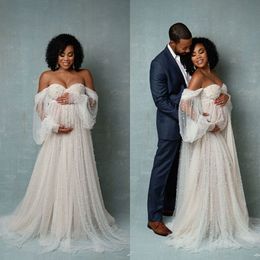 Personnaliser les robes de bal 2022 robe de femmes élégantes perles de luxe Photoshoot Robes de maternité pour les douches de bébé longues robes de soirée