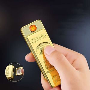 Light Golden Gold Bar plus léger plus léger arc étanche électrique USB plus léger pour la cigarette