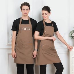 Tablier de travail personnalisé pour salon de manucure serveur de serveur de cuisine Bib réglable avec 2 poches de cuisine de cuisine tablier 240523