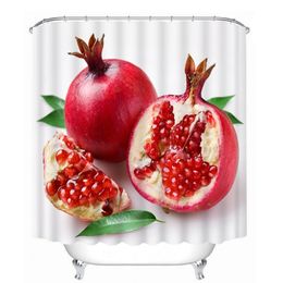 Aanpasbare 3D Douchegordijnen Rode Aardbei Granaatappel Fruitpatroon Thicken Waterdicht Badkamer Decoratie Gordijn Be604 T200711