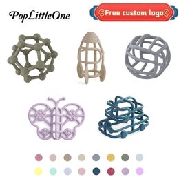 Customizable Baby Teether Molar Toy Food Material de silicona Material de juguete Bola Educativa de juguete Boy Girl Gift BPA gratis W220815