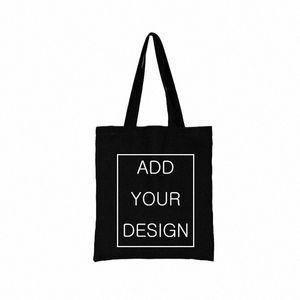 Sac noir personnalisable Sacs de magasin en toile pour l'épicerie Grands sacs à main de créateurs pour femmes Anime Tote Tissu Shopper Tissu Été T5vR #