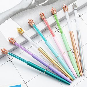 Personnalisable mignon couronne stylo à bille multicolore cristal métal stylos à bille bureau à domicile école étudiant fournitures d'écriture cadeau de promotion de saison scolaire ZL1212