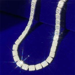 Chaîne de Tennis personnalisable, bijoux fins, plaqué or blanc, carré en Zircon, boucle épissée, collier à maillons de Tennis cubain en laiton