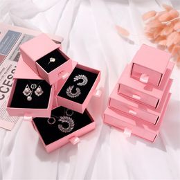 Logo personnalisable boîte en carton collier bracelet boucles d'oreilles bijoux emballage affichage rose 10pcs retirer des lots entiers en vrac boîte T200236H