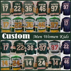 Jerseys de hockey sauvage personnalisables - Choisissez Kaprizov Boldy Fleury plus - pour les hommes femmes enfants