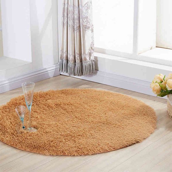 Tapis rond en peluche moderne personnalisable pour salon chambre à coucher tapis solides confortables tapis de sol antidérapants tapis de tente de Camping