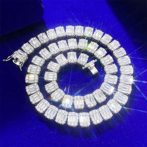 Collar de cadena de eslabones de tenis con diamantes de plata 925, joyería brillante, chapado en oro rosa de 24k, platino y rodio personalizable