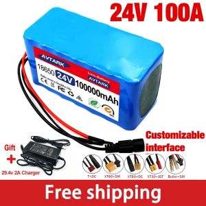 Plug personnalisable Nouveau 7S3P 24V 100AH 18650 Lithium Battery Pack avec US / UE 2A Charger pour vélos électriques et cyclomoteurs