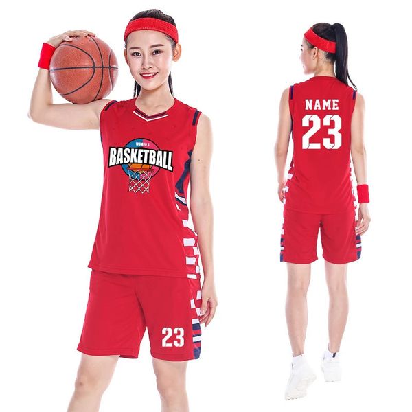 Maillot de basket-ball personnalisable pour femmes, ensemble de chemise de basket-ball en Polyester pour lycée, uniformes de basket-ball respirants pour filles 240314