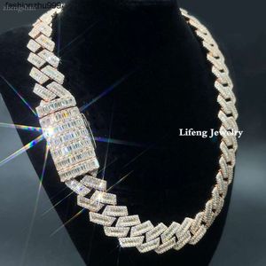 Aanpassing stokbrood Moissanite Volledige Iced Out Hiphop Cuban Link Chain Pass The Diamond Test Necklace 2972