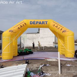 6m W x 3.8m H Opblaasbare Boog Gele 4-voet Boog Evenement Start Finishlijn zonder Logo voor Competitie of Reclame