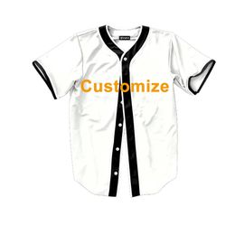 Personnaliser 3D impression numérique Sublimation mode Baseball Jersey pour hommes goutte lâche décontracté 5XL grande taille t-shirts 220707