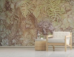 Personnaliser le papier peint stéréoscopique 3D pour les murs fond de jungle en relief peinture décorative peinture murale autocollants muraux non tissés