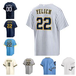 Personalizar 9 Jake Bauers 64 Vinny Capra 6 Owen Miller Jersey de béisbol 14 Andruw Monasterio 2 Brice Turang 10 Sal Frelick 5 Garrett Mitchell 16 Perkins 28 Joey Wiemer