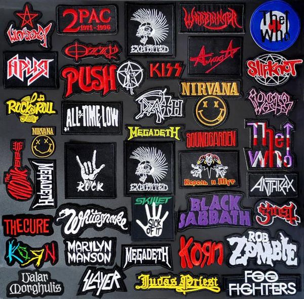 Personalizar parches de ropa BANDA DIY Ropa Bordado PUNK MÚSICA Parche Apliques Planchado Ropa Suministros de costura Insignias decorativas 7326826