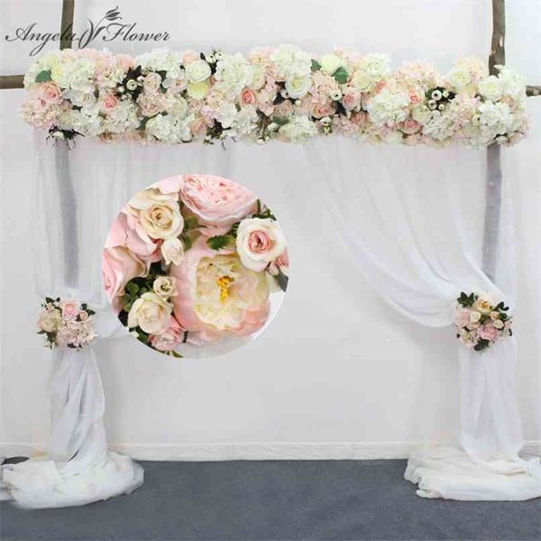 Personalizar fila de flores artificiales guirnalda decoración hogar cortina boda camino plomo esquina flor pared seda flor centros de mesa bola 210925