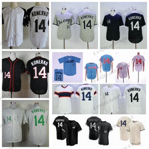 Hommes 14 Paul Konerko Baseball Jerseys Vintage 2005 WC Chicago Noir Blanc Cousu Chemises Retro Jersey