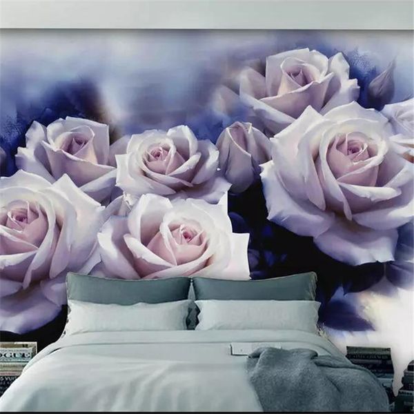 Personnaliser Beautiful Blanc Rose Nordic Fond Fond Petit Fond d'écran Grandes peintures murales Vert Papel de Pardure Imperméable