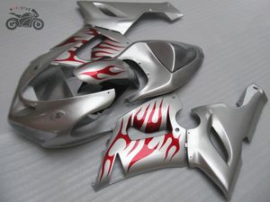 Personnaliser les carénages chinois pour Kawasaki 2005 2006 ZX6R Ninja ZX 636 ZX 6R 05 06 ZX-6R kits de carénage de moto argent carrosserie TV17