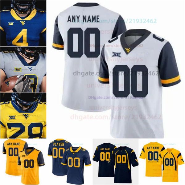 Personalizar la universidad camiseta de fútbol americano para hombre mujeres jóvenes 7 Will Grier 14 Tevin Bush 4 Leddie Brown 6 Kennedy McKoy 30 Evan Staley 20 Alec Sinkfield